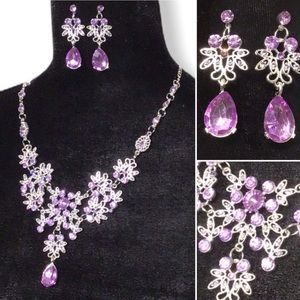 Bling - sparkle silver purple - formal jewelry set